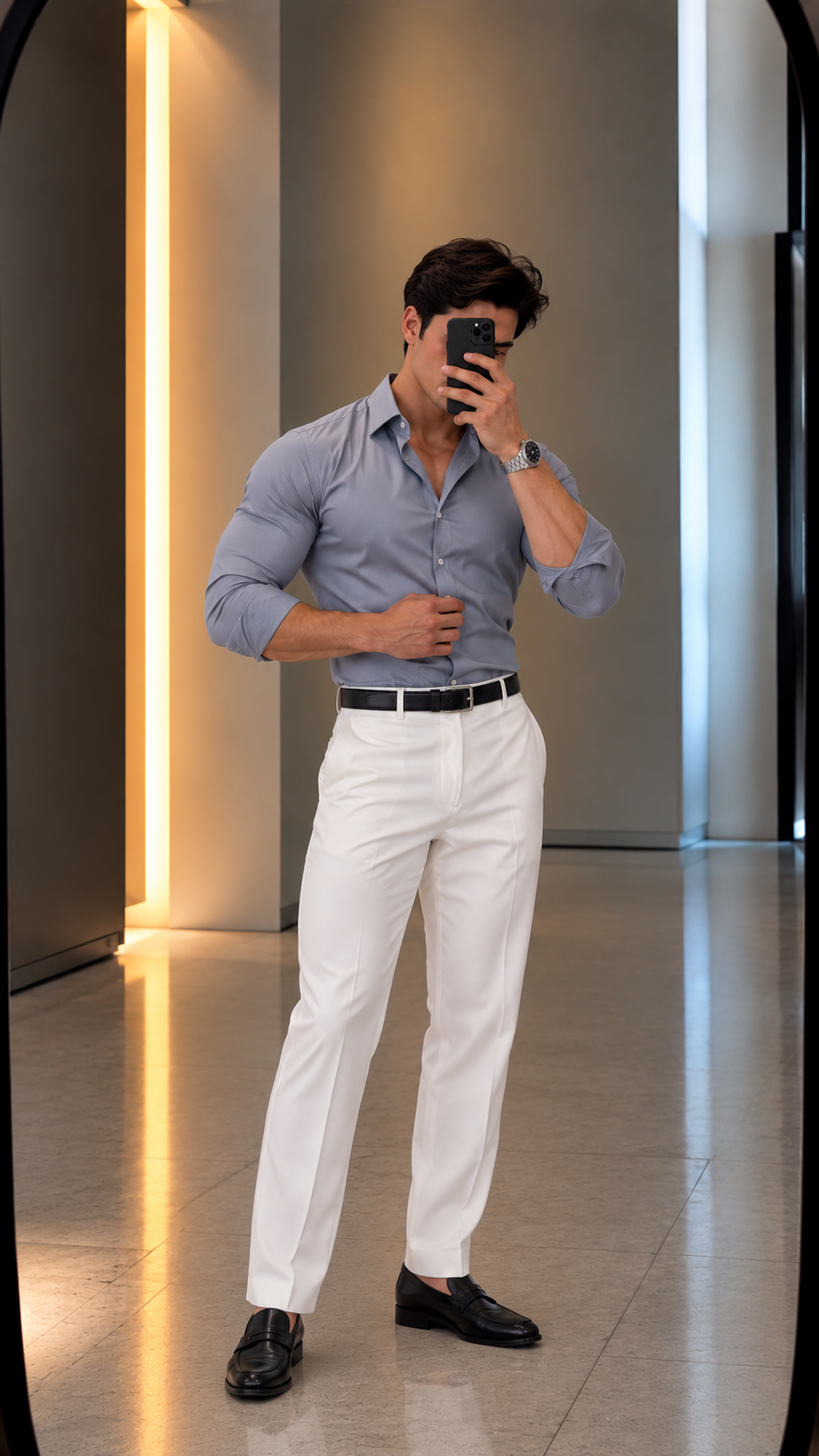 Erkek Premium Pamuk Saten Orta Gri Slim Fit Gömlek | Modern ve Şık Tasarım