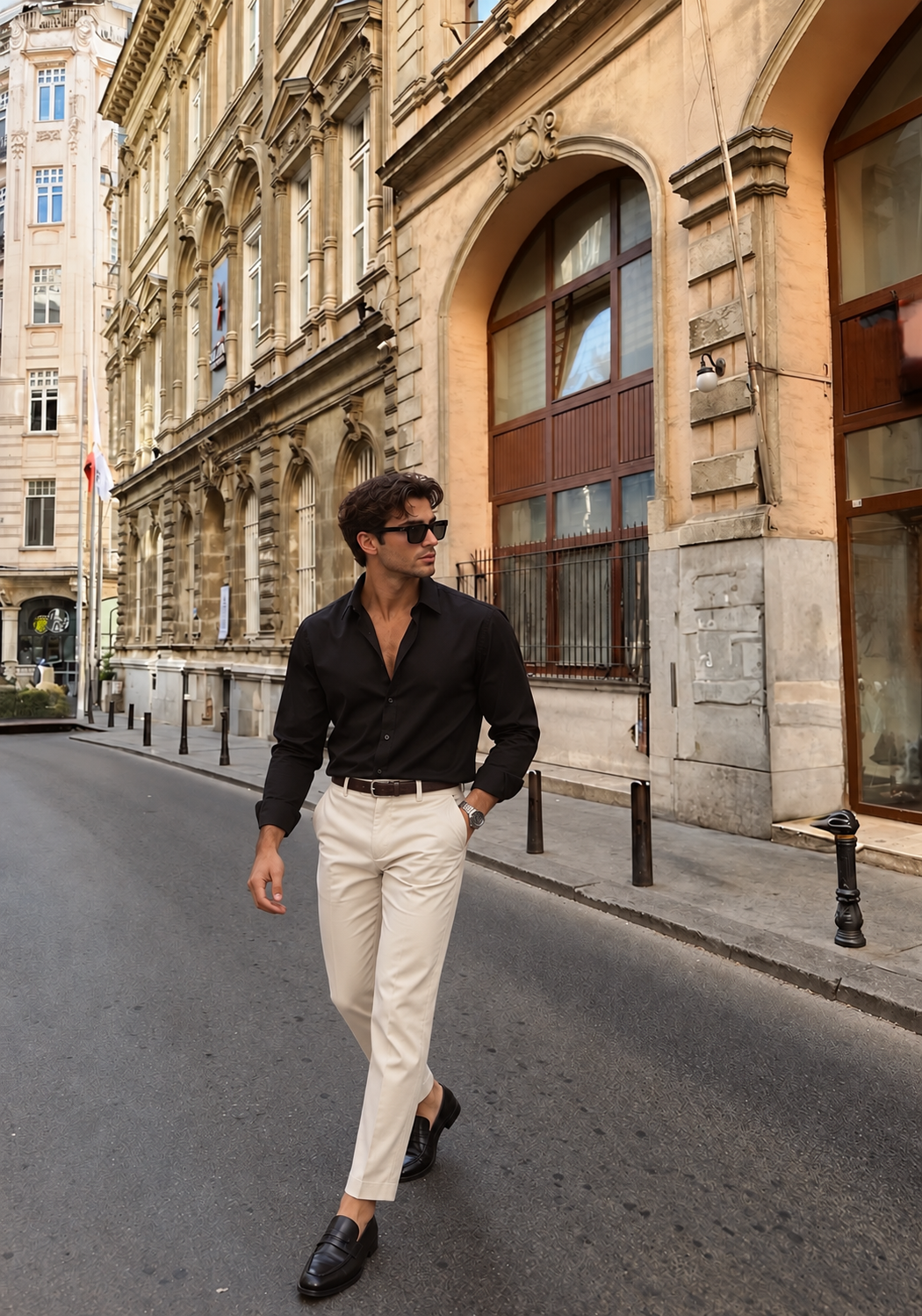 Erkek Premium Pamuk Saten Siyah Slim Fit Gömlek | Modern ve Şık Tasarım