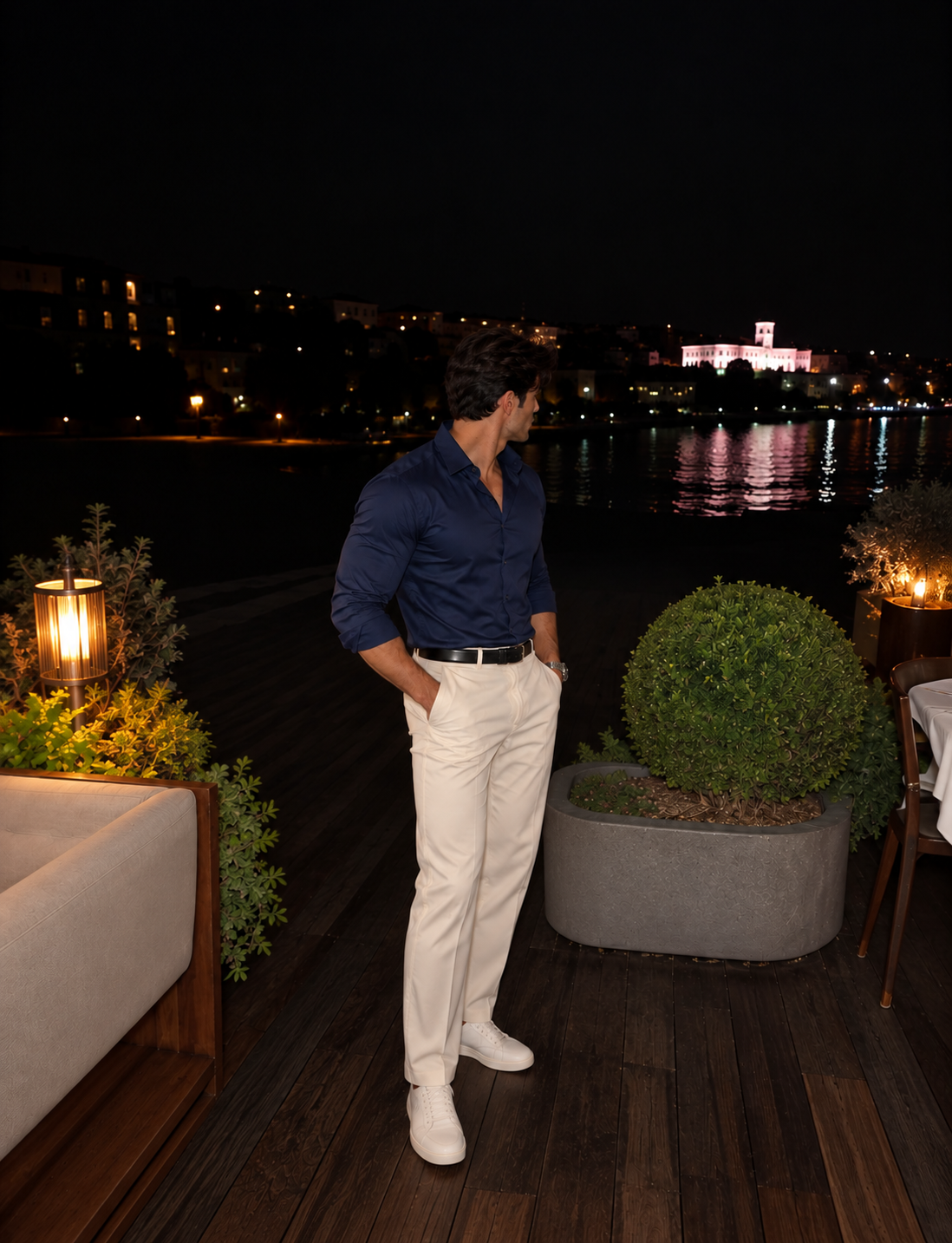 Erkek Premium Pamuk Saten Slim Lacivert Fit Gömlek | Modern ve Şık Tasarım
