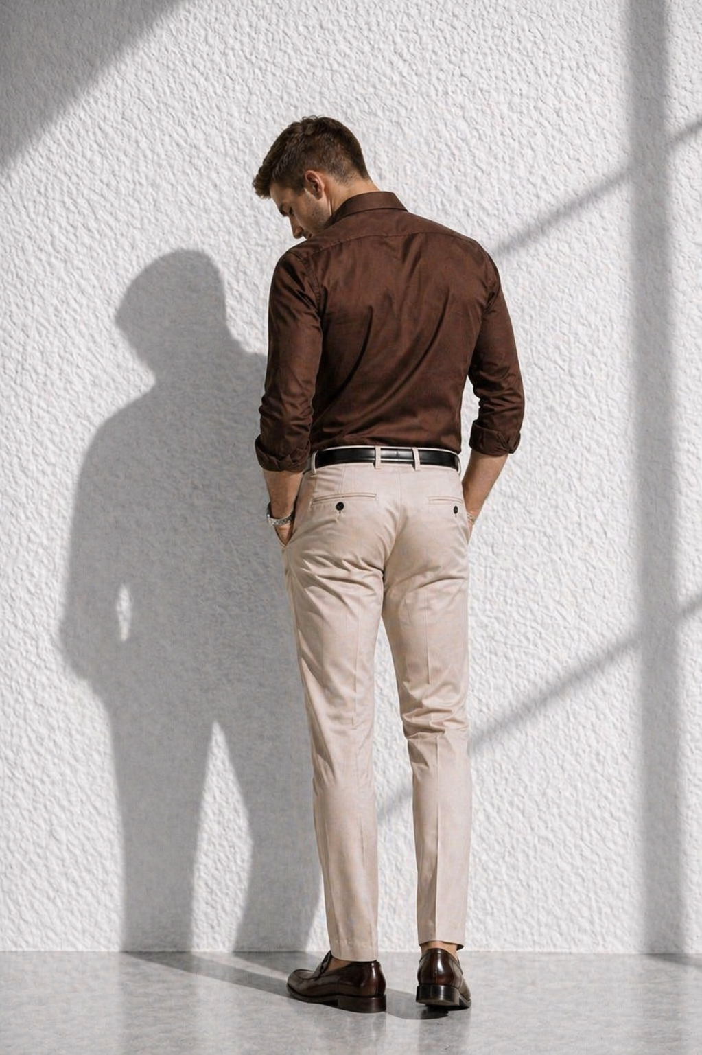 Erkek Premium Pamuk Saten Acı Kahve Slim Fit Gömlek | Modern ve Şık Tasarım