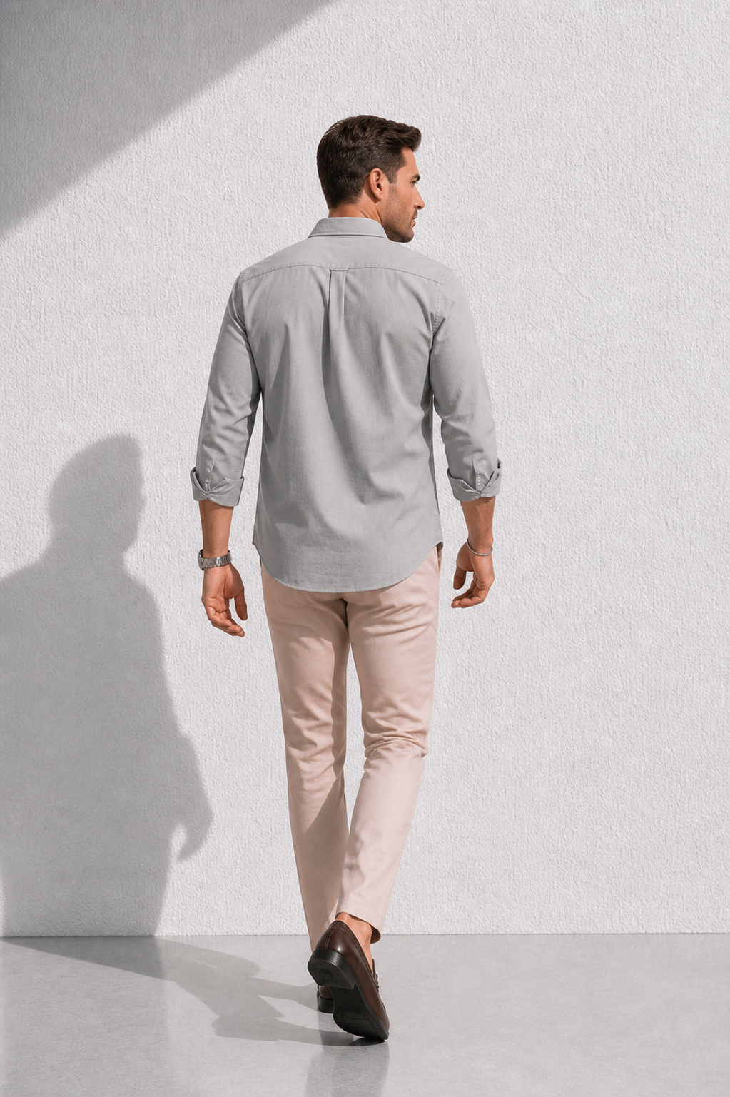 Erkek Müslin Oversize Yazlık Nefes Alan Rahat Kesim Açık Gri