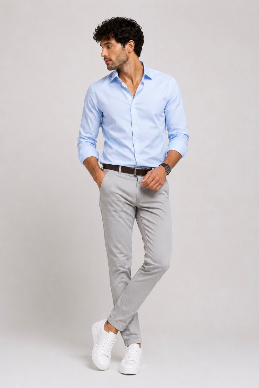 Regular Fit İtalyan Kesim Açık Gri Keten Pantolon Günlük Şık Rahat Kalıp