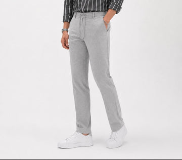Erkek Slim Fit Açık Gri Viskon Örme Rahat Kalıp Jogger Kumaş Pantolon