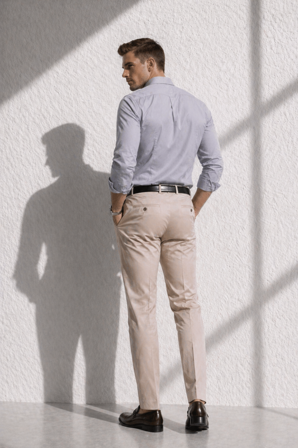 Erkek Premium Pamuk Saten Açık Gri Slim Fit Gömlek | Modern ve Şık Tasarım