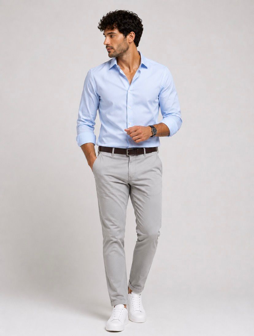 Regular Fit İtalyan Kesim Açık Gri Keten Pantolon Günlük Şık Rahat Kalıp