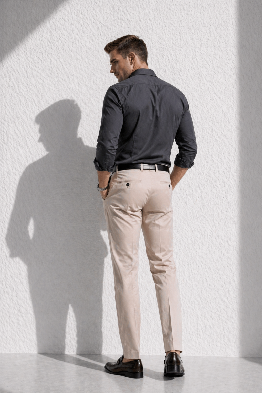Erkek Premium Pamuk Saten Antrasit Slim Fit Gömlek | Modern ve Şık Tasarım
