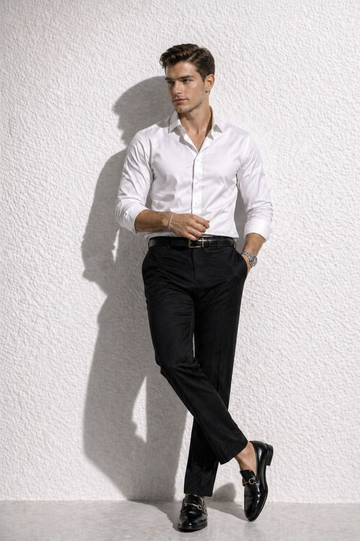 Erkek Premium Pamuk Saten Beyaz Slim Fit Gömlek | Modern ve Şık Tasarım