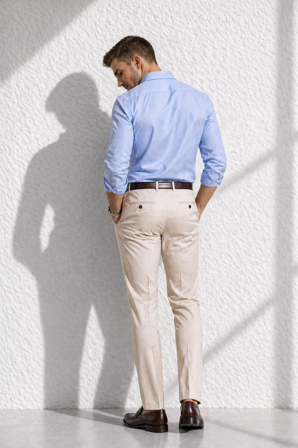Erkek Premium Pamuk Saten Buz Mavisi Slim Fit Gömlek | Modern ve Şık Tasarım
