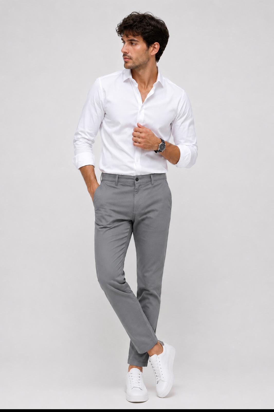 Regular Fit İtalyan Gri Kesim Keten Pantolon Günlük Şık Rahat Kalıp
