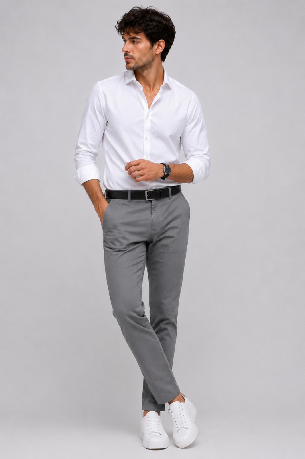 Regular Fit İtalyan Gri Kesim Keten Pantolon Günlük Şık Rahat Kalıp