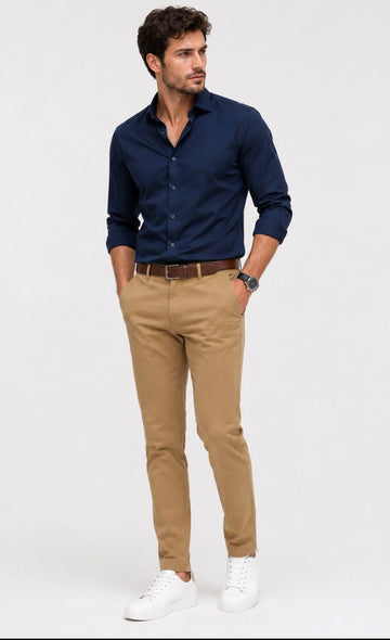 Regular Fit İtalyan Kesim Kahve Taba Keten Pantolon Günlük Şık Rahat Kalıp