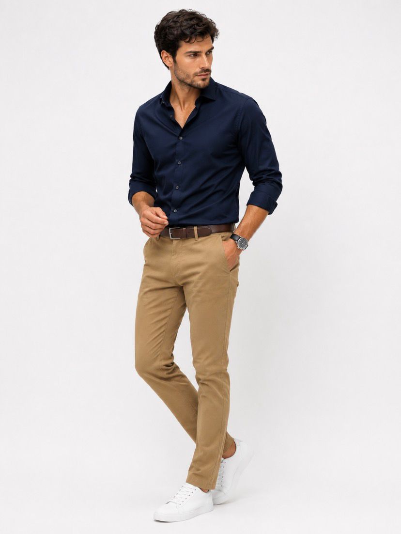 Regular Fit İtalyan Kesim Kahve Taba Keten Pantolon Günlük Şık Rahat Kalıp