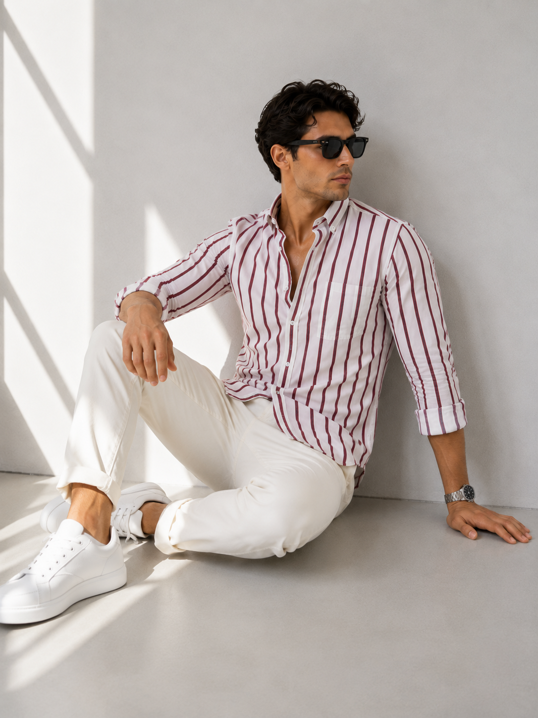 ordo Çizgili Oversize Erkek Gömlek – Premium Rahat Kalıp Modern Casual Stil”
