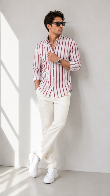 ordo Çizgili Oversize Erkek Gömlek – Premium Rahat Kalıp Modern Casual Stil”