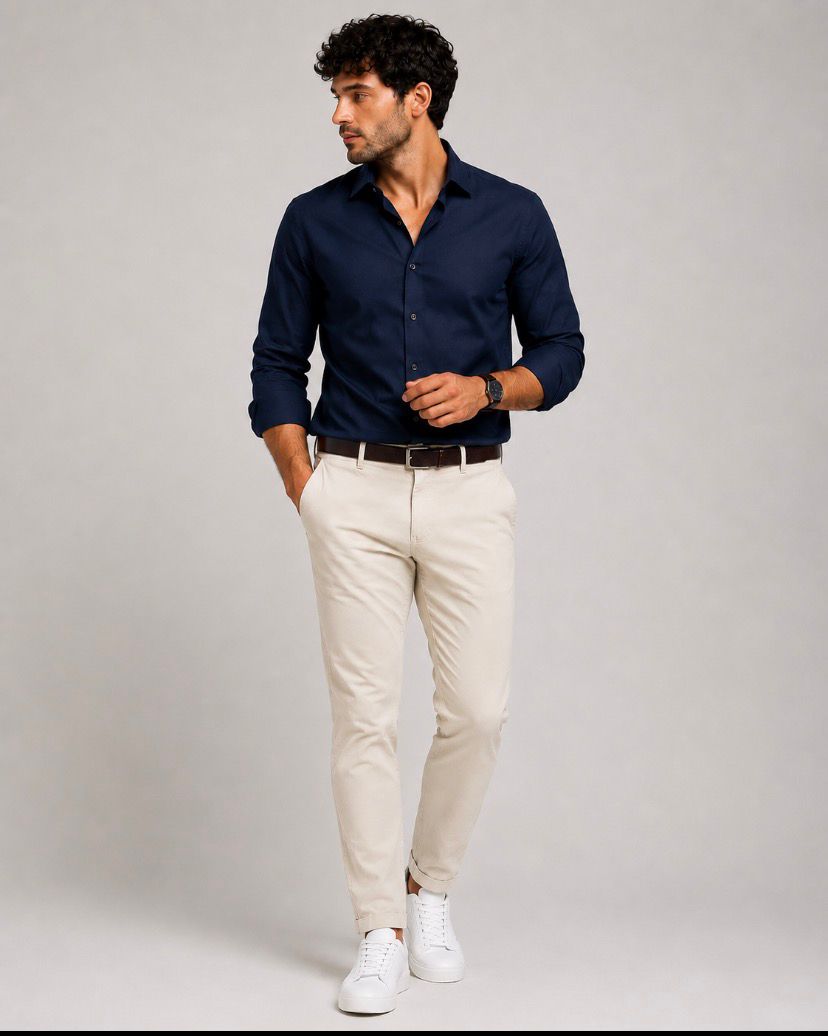 * Regular Fit İtalyan Kesim Krem Keten Pantolon Günlük Şık Rahat Kalıp