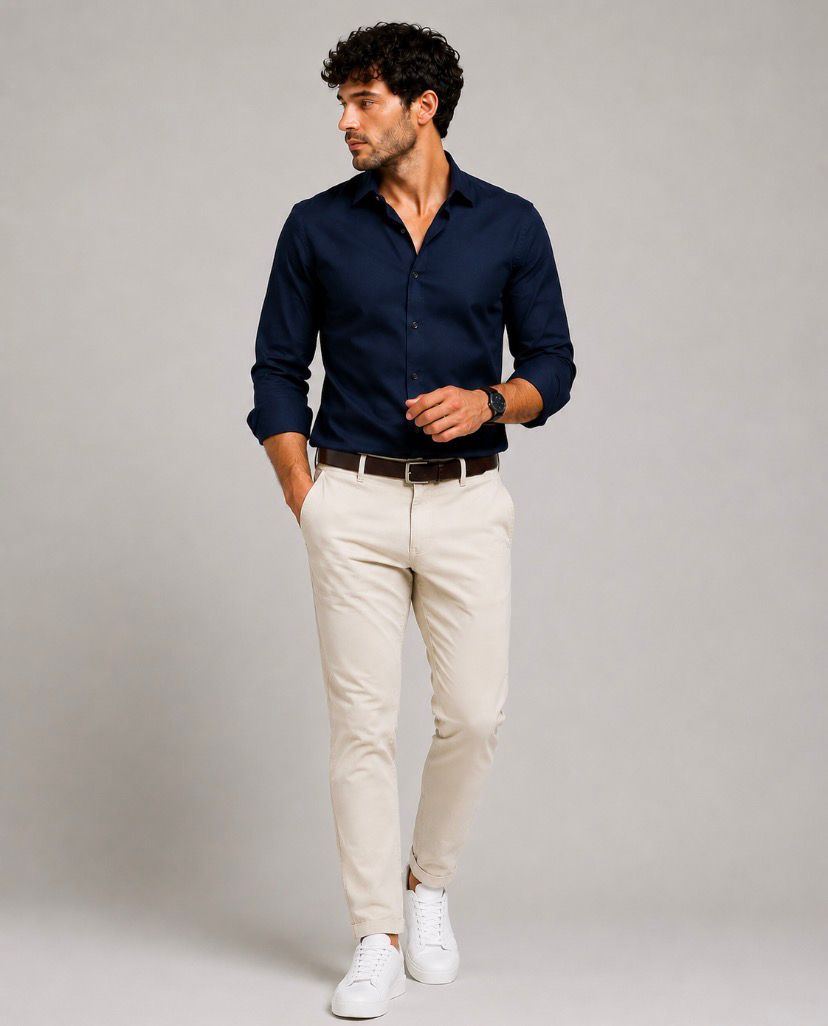 * Regular Fit İtalyan Kesim Krem Keten Pantolon Günlük Şık Rahat Kalıp
