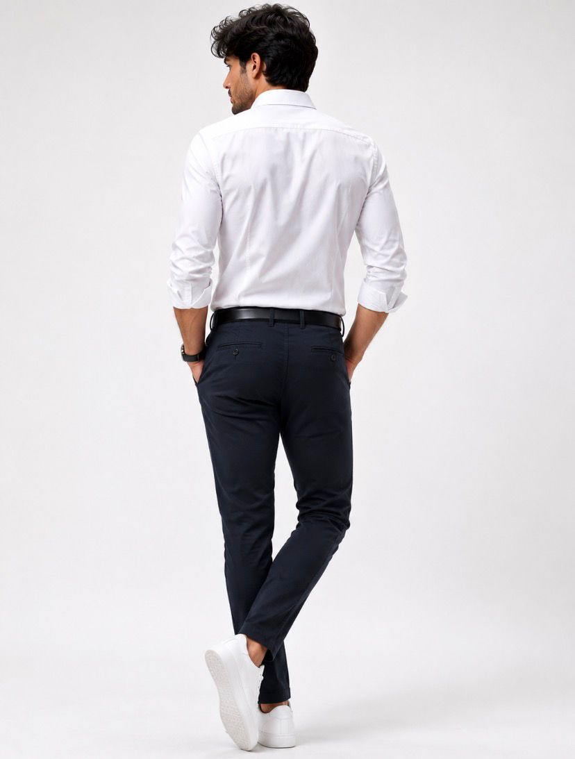 * Regular Fit İtalyan Kesim Lacivert Keten Pantolon Günlük Şık Rahat Kalıp