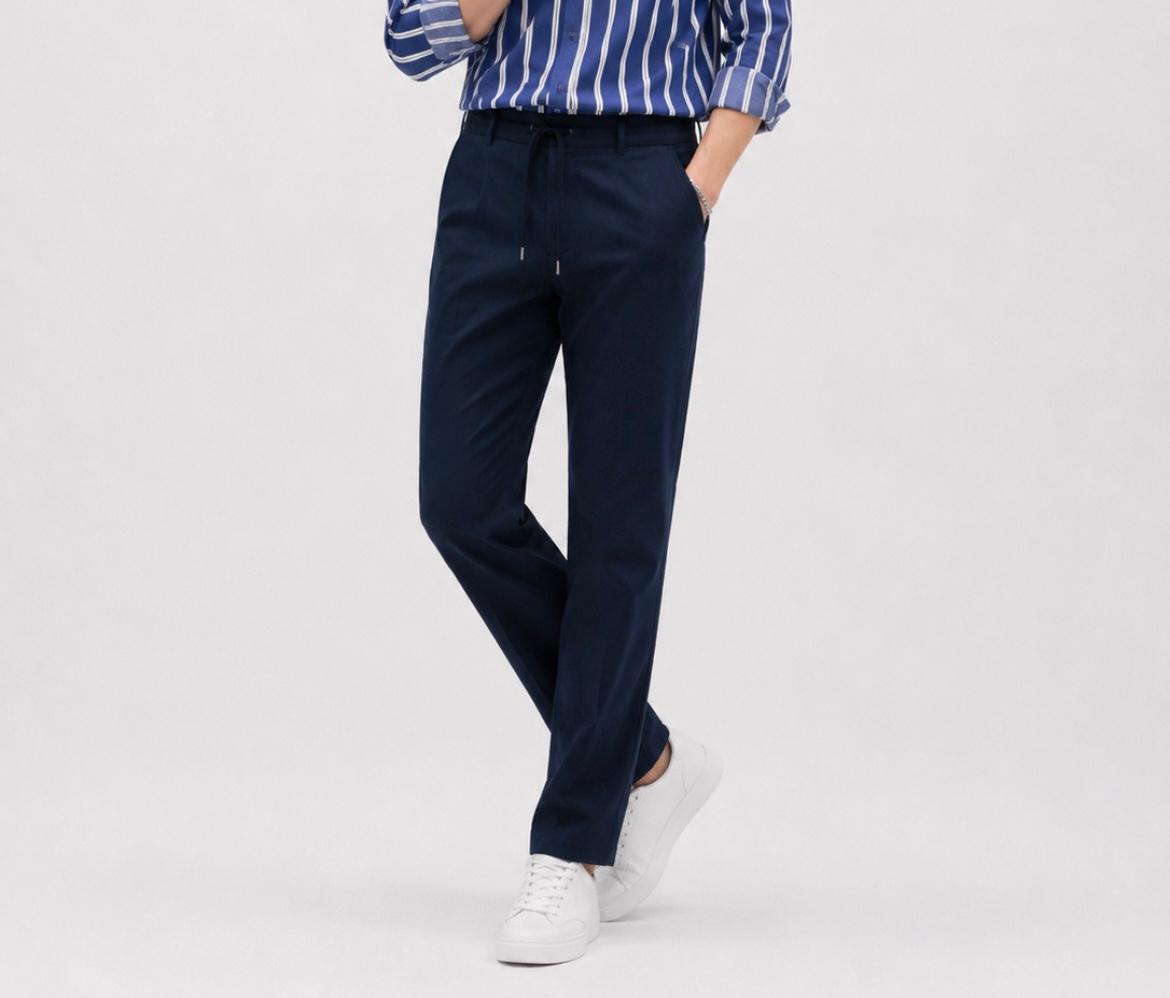 Erkek Slim Fit Lacivert Viskon Örme Rahat Kalıp Jogger Kumaş Pantolon