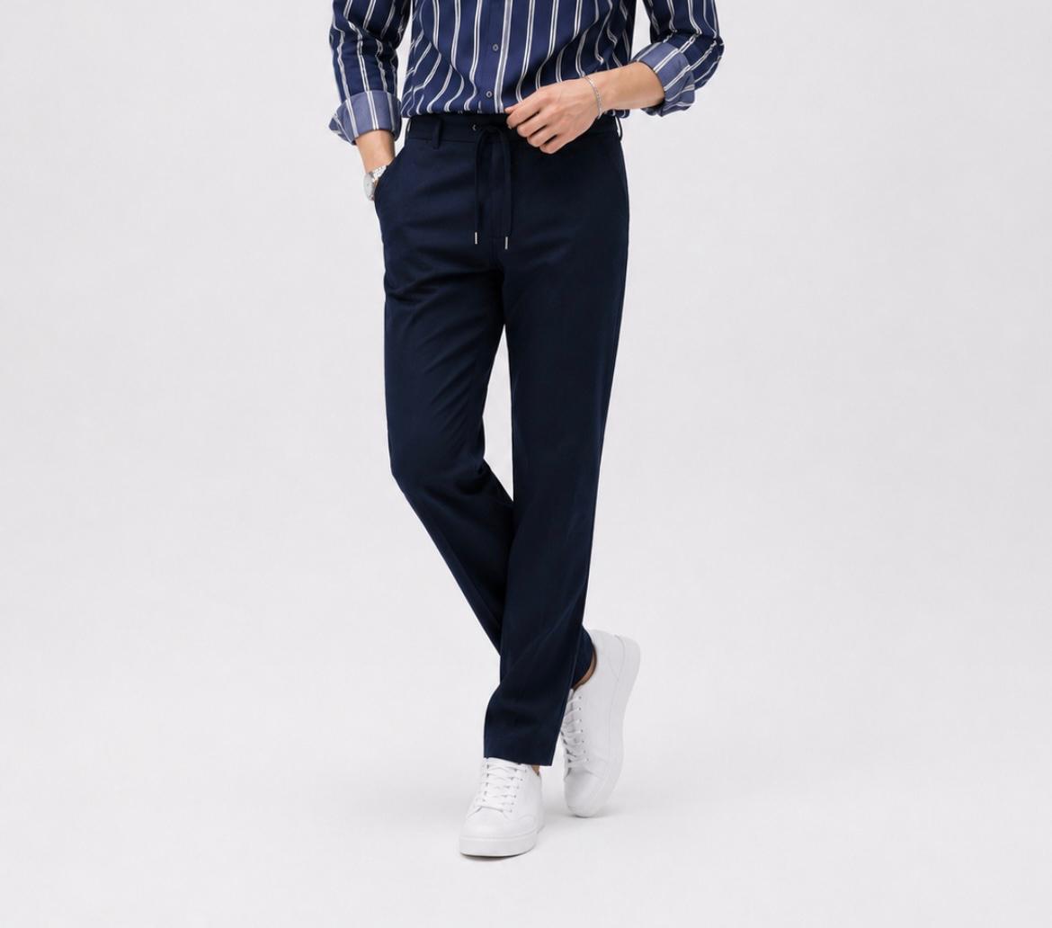 Erkek Slim Fit Lacivert Viskon Örme Rahat Kalıp Jogger Kumaş Pantolon
