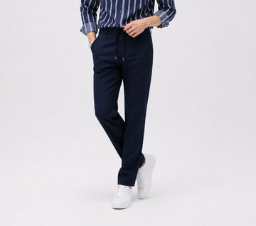Erkek Slim Fit Lacivert Viskon Örme Rahat Kalıp Jogger Kumaş Pantolon