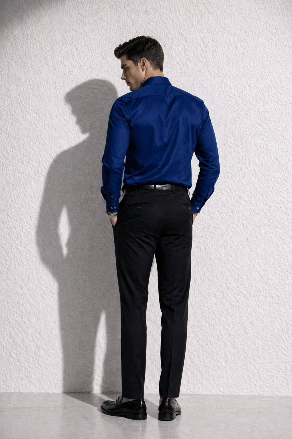 Erkek Premium Pamuk Saten Slim Lacivert Fit Gömlek | Modern ve Şık Tasarım
