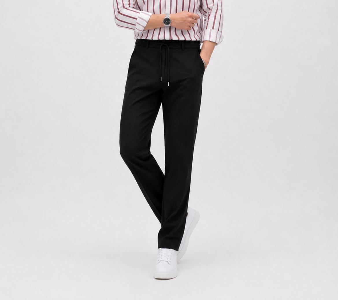 Erkek Slim Fit Siyah Viskon Örme Rahat Kalıp Jogger Kumaş Pantolon