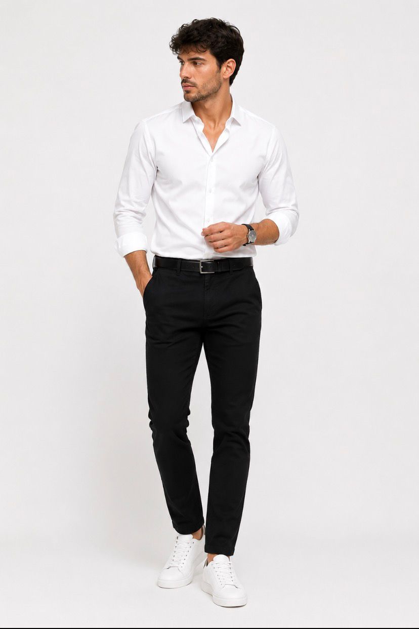 Regular Fit İtalyan Siyah Kesim Keten Pantolon Günlük Şık Rahat Kalıp
