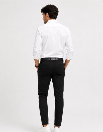 Regular Fit İtalyan Siyah Kesim Keten Pantolon Günlük Şık Rahat Kalıp