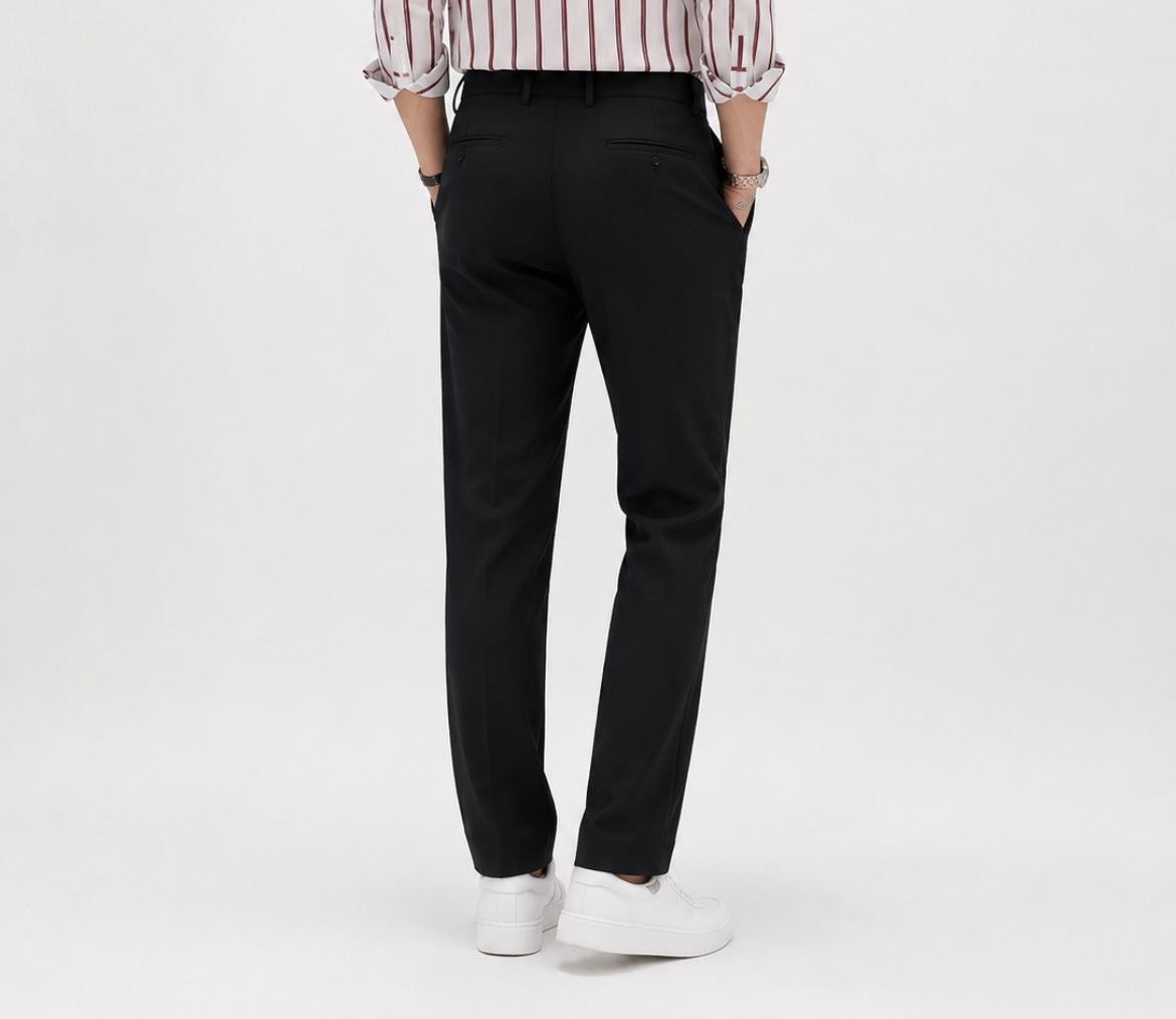 Erkek Slim Fit Siyah Viskon Örme Rahat Kalıp Jogger Kumaş Pantolon