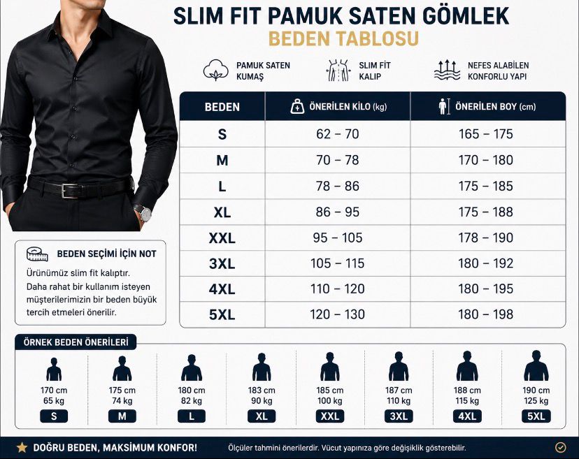 Erkek Premium Pamuk Saten Slim Fit Koyu Lacivert Gömlek | Modern ve Şık Tasarım