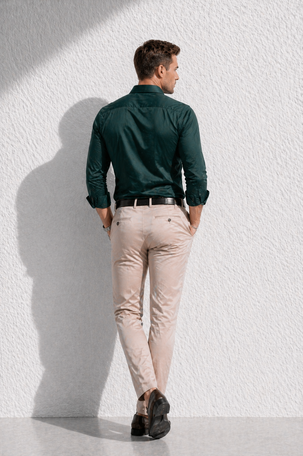Erkek Premium Pamuk Saten Koyu Yeşil Slim Fit Gömlek | Modern ve Şık Tasarım